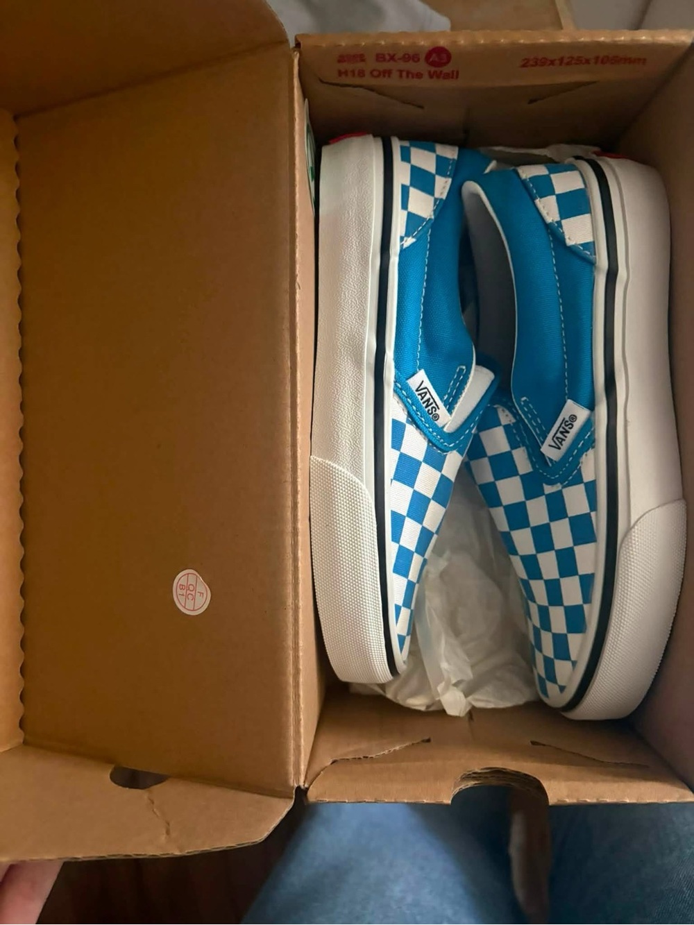 Vans Kids Slip-On Checkerboard Sneakers - Blue & White